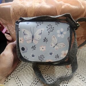 Adorable Small Butterfly and Floral Crossbody Bag